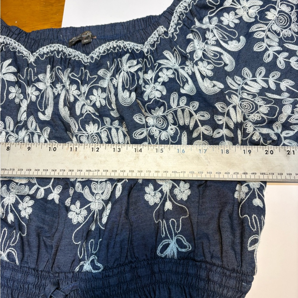 Navy Blue Embroidered Maxi Dress - Picture 8 of 10